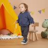 imageBMCiTYBM Baby Walking Shoes Boy Girl High Top Sneakers Infant First Shoes for Learning to Walk 6 9 12 18 24 MonthsAnavy