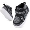 imageBMCiTYBM Baby Walking Shoes Boy Girl High Top Sneakers Infant First Shoes for Learning to Walk 6 9 12 18 24 MonthsBblack