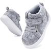 imageBMCiTYBM Baby Walking Shoes Boy Girl High Top Sneakers Infant First Shoes for Learning to Walk 6 9 12 18 24 MonthsBgrey