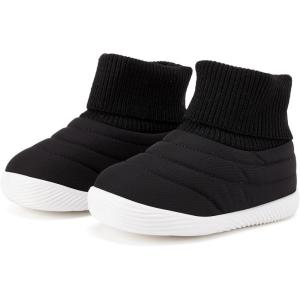 imageBMCiTYBM Baby Boy Girl Snow Boots Infant Warm Winter Booties Slip On Lightweight Outdoor Indoor Sock Shoes for First Walkers 6 9 12 18 24 MonthsAblack