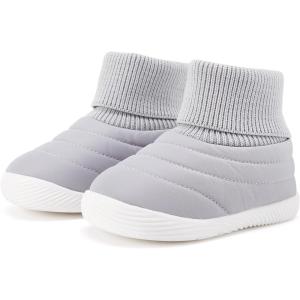 imageBMCiTYBM Baby Boy Girl Snow Boots Infant Warm Winter Booties Slip On Lightweight Outdoor Indoor Sock Shoes for First Walkers 6 9 12 18 24 MonthsAgrey
