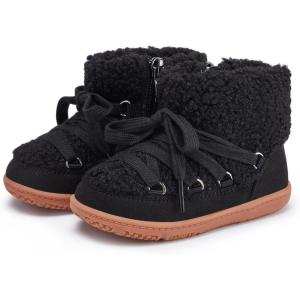 imageBMCiTYBM Baby Snow Boots Boys Girls Winter Warm Shoes Lightweight Outdoor Shoes for Infant Toddler 6 9 12 18 24 MonthsCblack