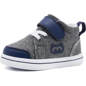 imageBMCiTYBM Baby Walking Shoes Boy Girl High Top Sneakers Infant First Shoes for Learning to Walk 6 9 12 18 24 MonthsAnavy