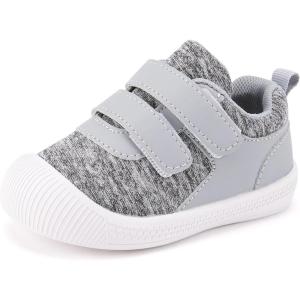 imageBMCiTYBM Baby Walking Shoes Boy Girl High Top Sneakers Infant First Shoes for Learning to Walk 6 9 12 18 24 MonthsCgrey