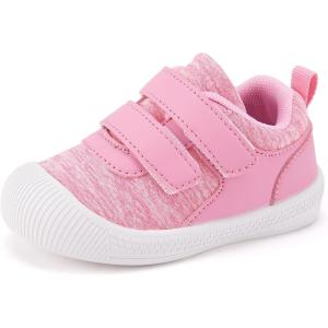 imageBMCiTYBM Baby Walking Shoes Boy Girl High Top Sneakers Infant First Shoes for Learning to Walk 6 9 12 18 24 MonthsCpink