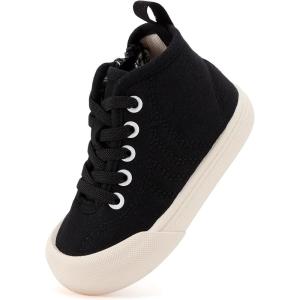 imageBMCiTYBM Baby Walking Shoes Boy Girl High Top Sneakers Infant First Shoes for Learning to Walk 6 9 12 18 24 MonthsDblack