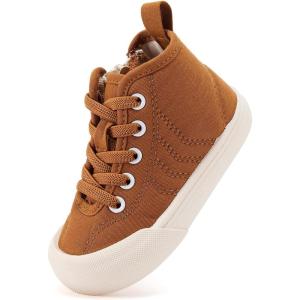 imageBMCiTYBM Baby Walking Shoes Boy Girl High Top Sneakers Infant First Shoes for Learning to Walk 6 9 12 18 24 MonthsDbrown