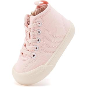 imageBMCiTYBM Baby Walking Shoes Boy Girl High Top Sneakers Infant First Shoes for Learning to Walk 6 9 12 18 24 MonthsDpink