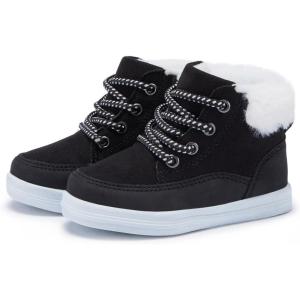 imageBMCiTYBM Kids Snow Boots Boys Girls Toddler Winter Waterproof Shoes Cold Weather Outdoor Lightweight ToddlerLittle KidsBig Kids2ablack