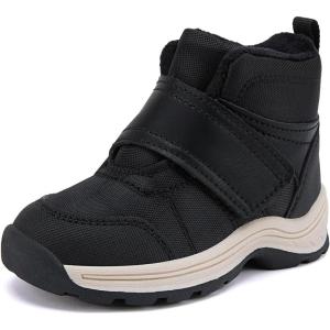 imageBMCiTYBM Toddler Winter Hikking Boots Boys Girls Waterproof Snow Shoes Nonslip Lightweight High Top Outdoor Sneakers for Cold WeatherBlack