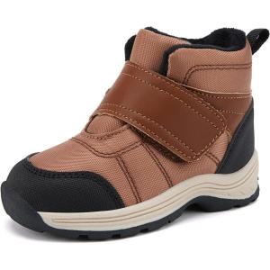 imageBMCiTYBM Toddler Winter Hikking Boots Boys Girls Waterproof Snow Shoes Nonslip Lightweight High Top Outdoor Sneakers for Cold WeatherBrown