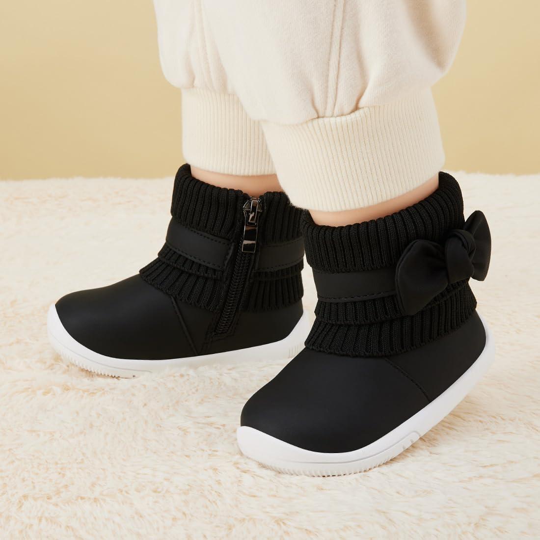 imageBMCiTYBM Baby Girls Boys Boots High Top First Walking ShoesBowknot Black