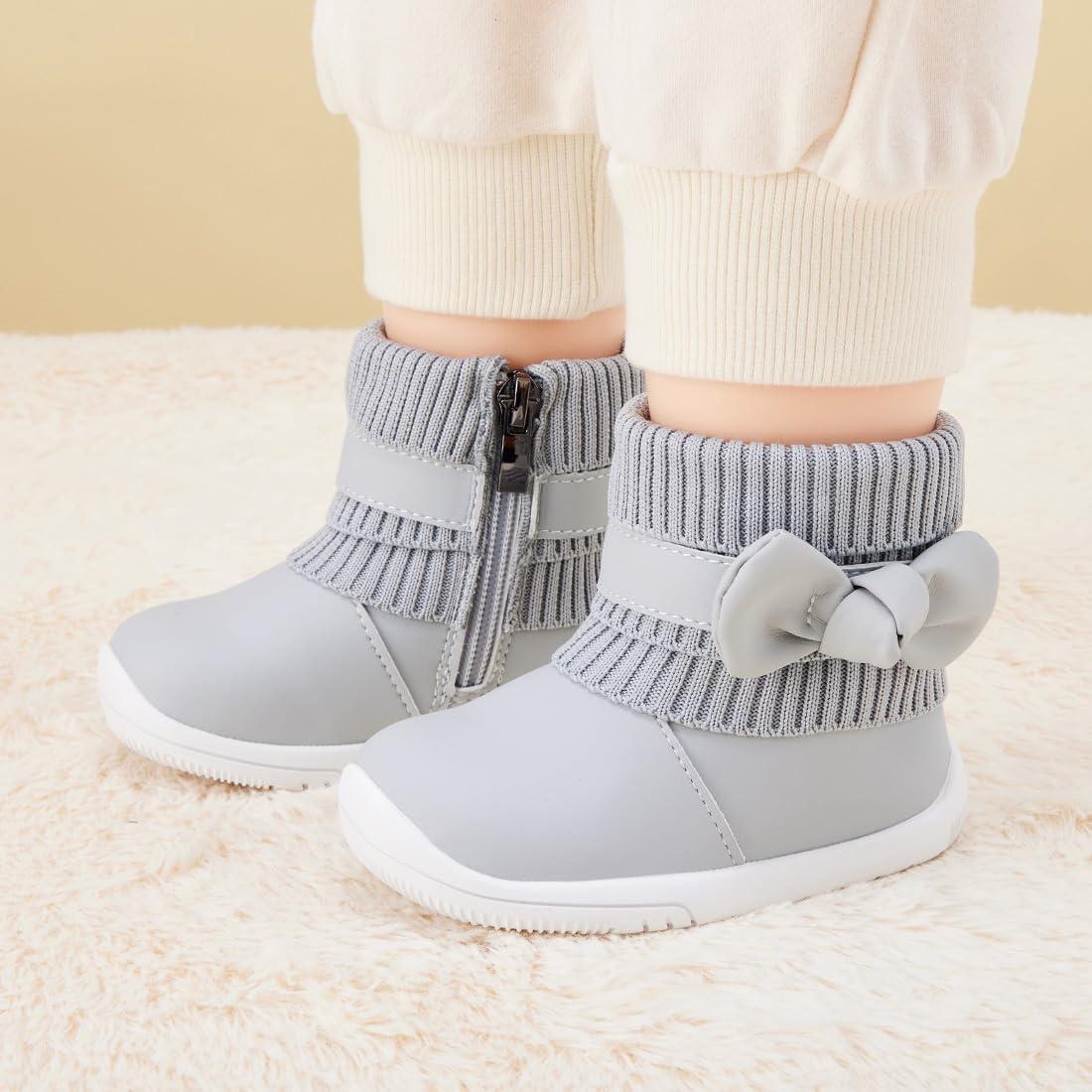 imageBMCiTYBM Baby Girls Boys Boots High Top First Walking ShoesBowknot Grey