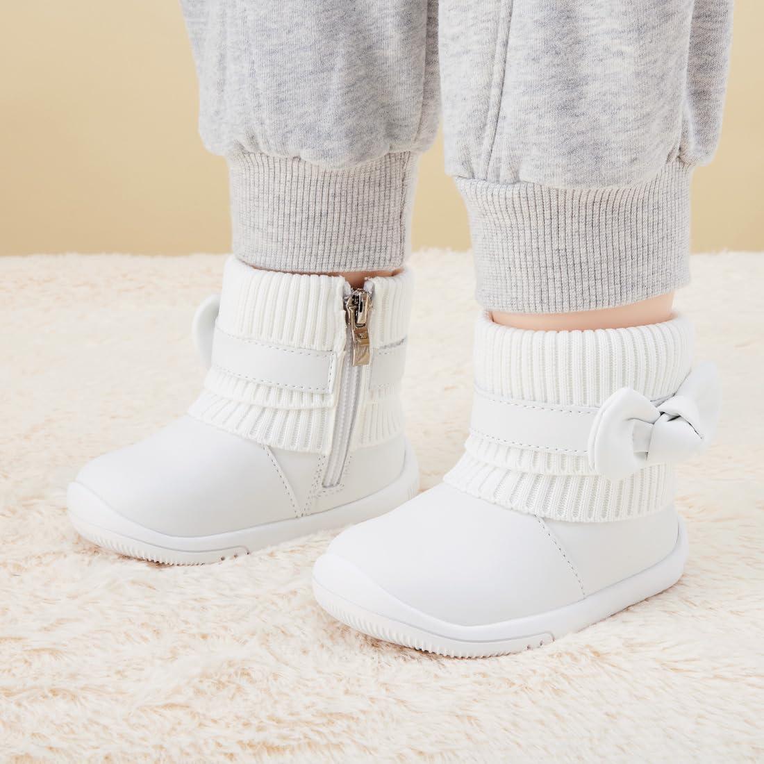 imageBMCiTYBM Baby Girls Boys Boots High Top First Walking ShoesBowknot White