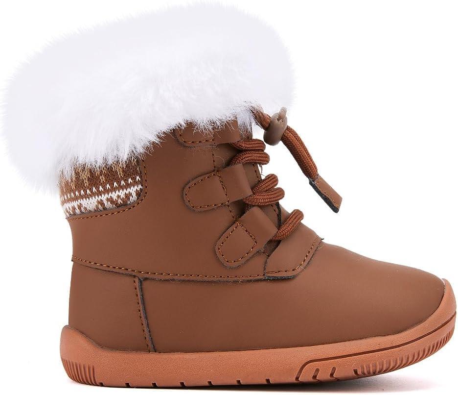 imageBMCiTYBM Baby Girls Boys Boots High Top First Walking ShoesZipper Brown