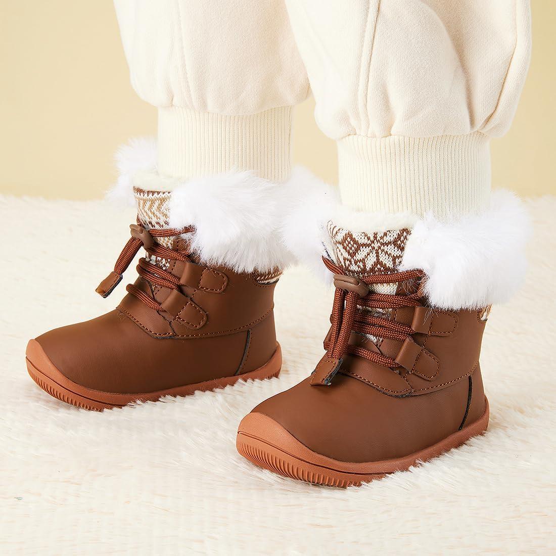 imageBMCiTYBM Baby Girls Boys Boots High Top First Walking ShoesZipper Brown