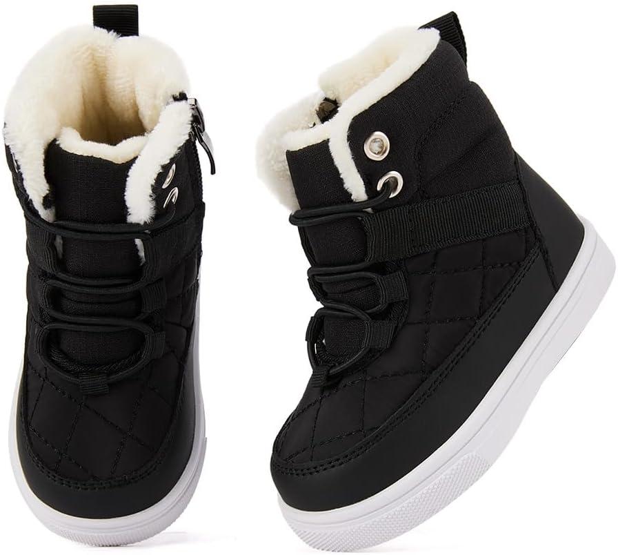 imageBMCiTYBM Baby Snow Boots Boys Girls Winter Infant Shoes AntiSlip 6 9 12 18 24 Months Faux FurDark Black