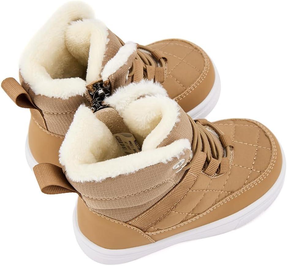 imageBMCiTYBM Baby Snow Boots Boys Girls Winter Infant Shoes AntiSlip 6 9 12 18 24 Months Faux FurDark Camel