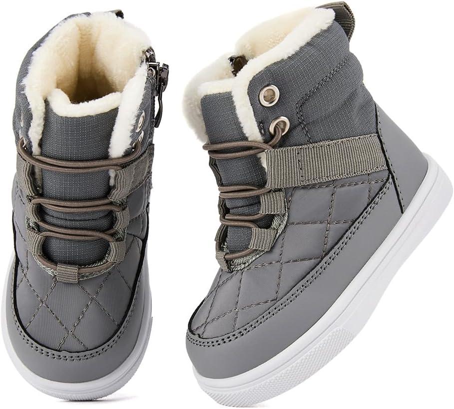imageBMCiTYBM Baby Snow Boots Boys Girls Winter Infant Shoes AntiSlip 6 9 12 18 24 Months Faux FurDark Grey
