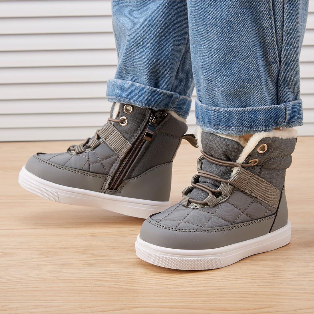 imageBMCiTYBM Baby Snow Boots Boys Girls Winter Infant Shoes AntiSlip 6 9 12 18 24 Months Faux FurDark Grey