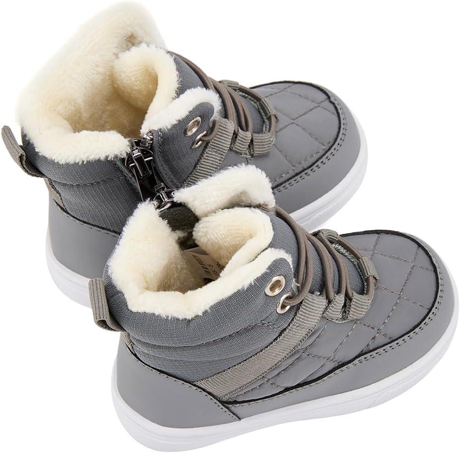 imageBMCiTYBM Baby Snow Boots Boys Girls Winter Infant Shoes AntiSlip 6 9 12 18 24 Months Faux FurDark Grey