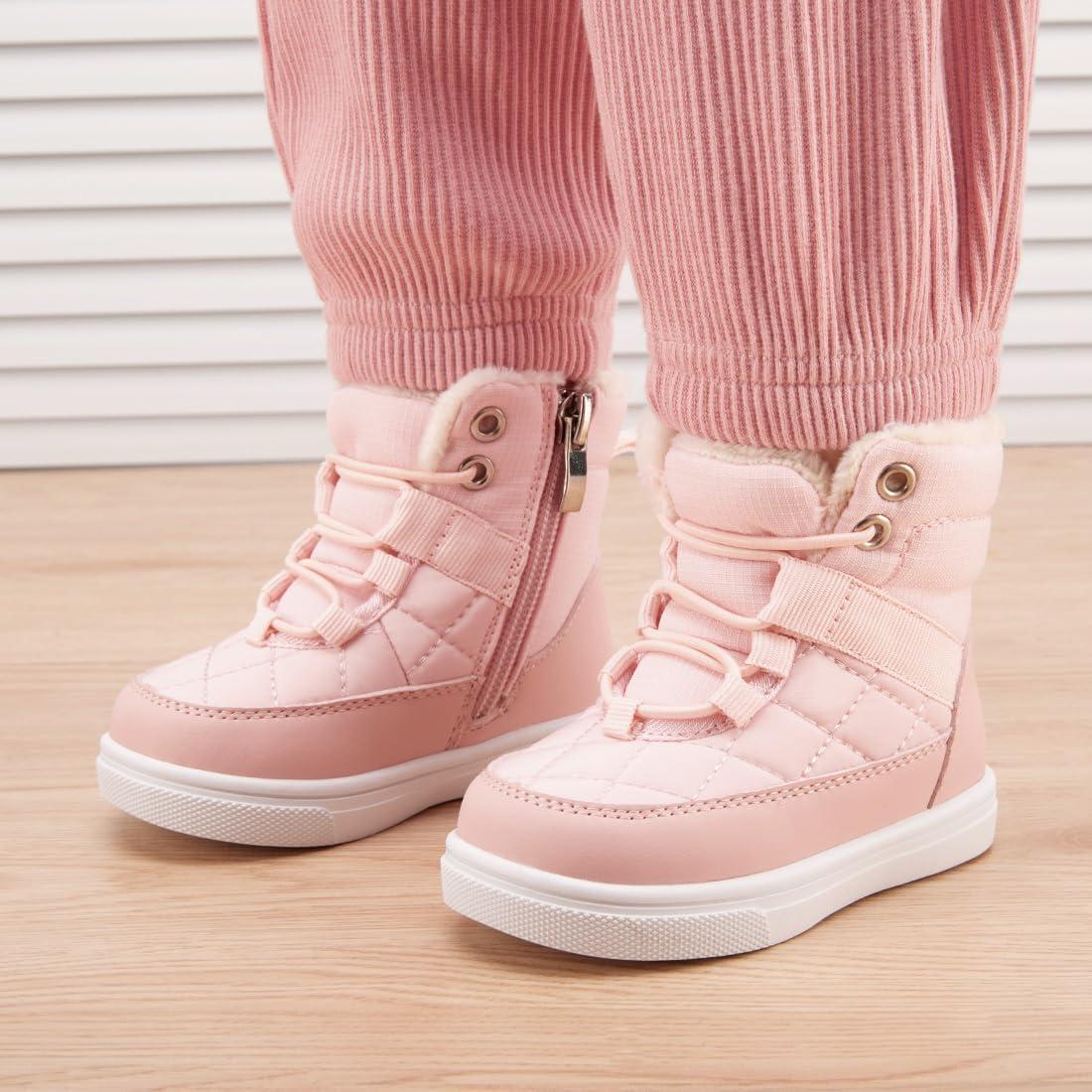imageBMCiTYBM Baby Snow Boots Boys Girls Winter Infant Shoes AntiSlip 6 9 12 18 24 Months Faux FurDark Pink