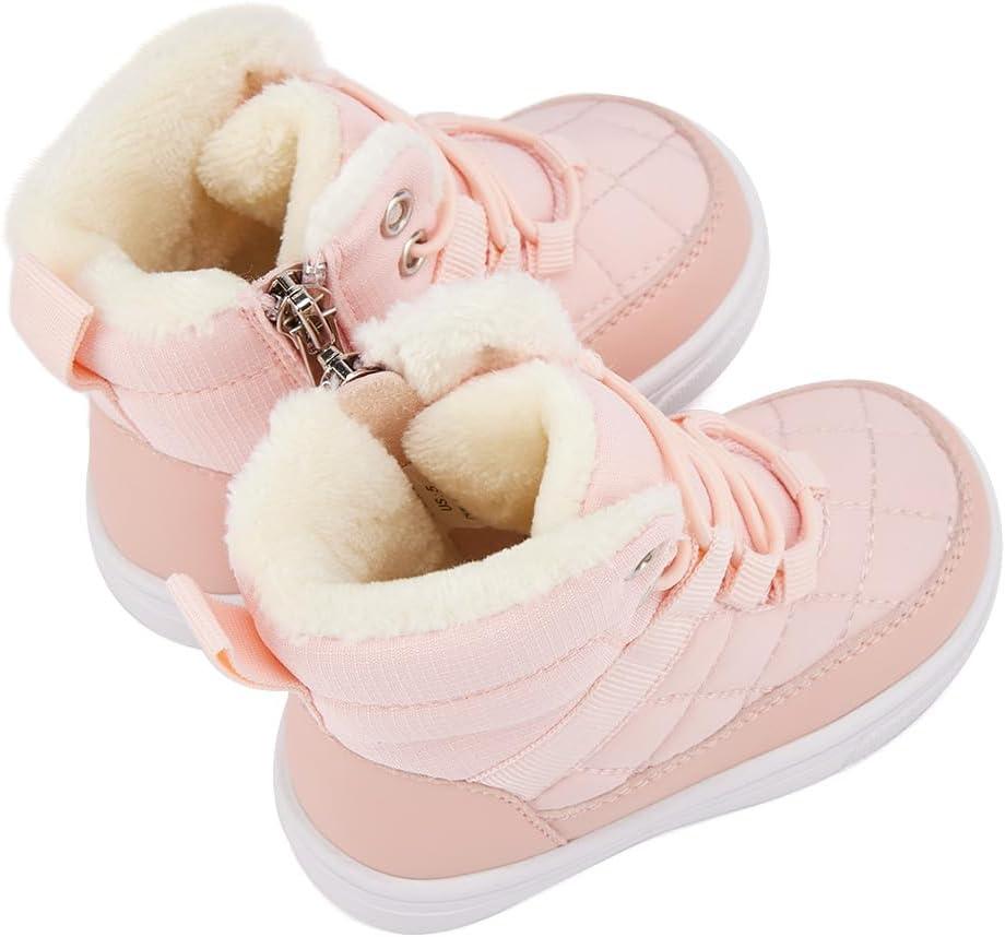 imageBMCiTYBM Baby Snow Boots Boys Girls Winter Infant Shoes AntiSlip 6 9 12 18 24 Months Faux FurDark Pink