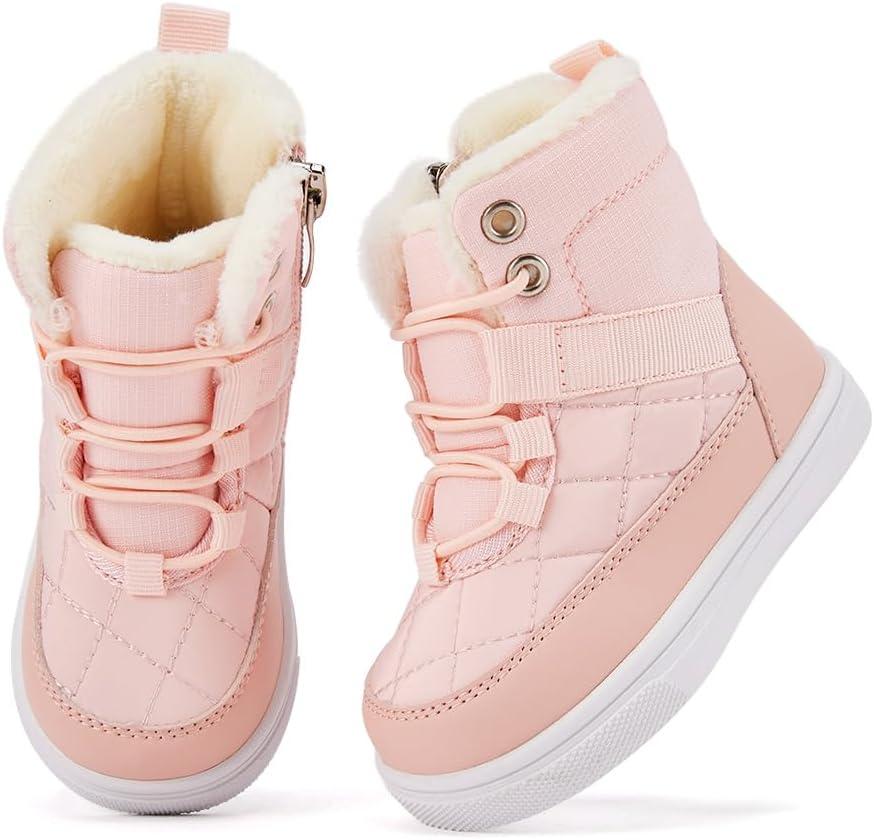 imageBMCiTYBM Baby Snow Boots Boys Girls Winter Infant Shoes AntiSlip 6 9 12 18 24 Months Faux FurDark Pink