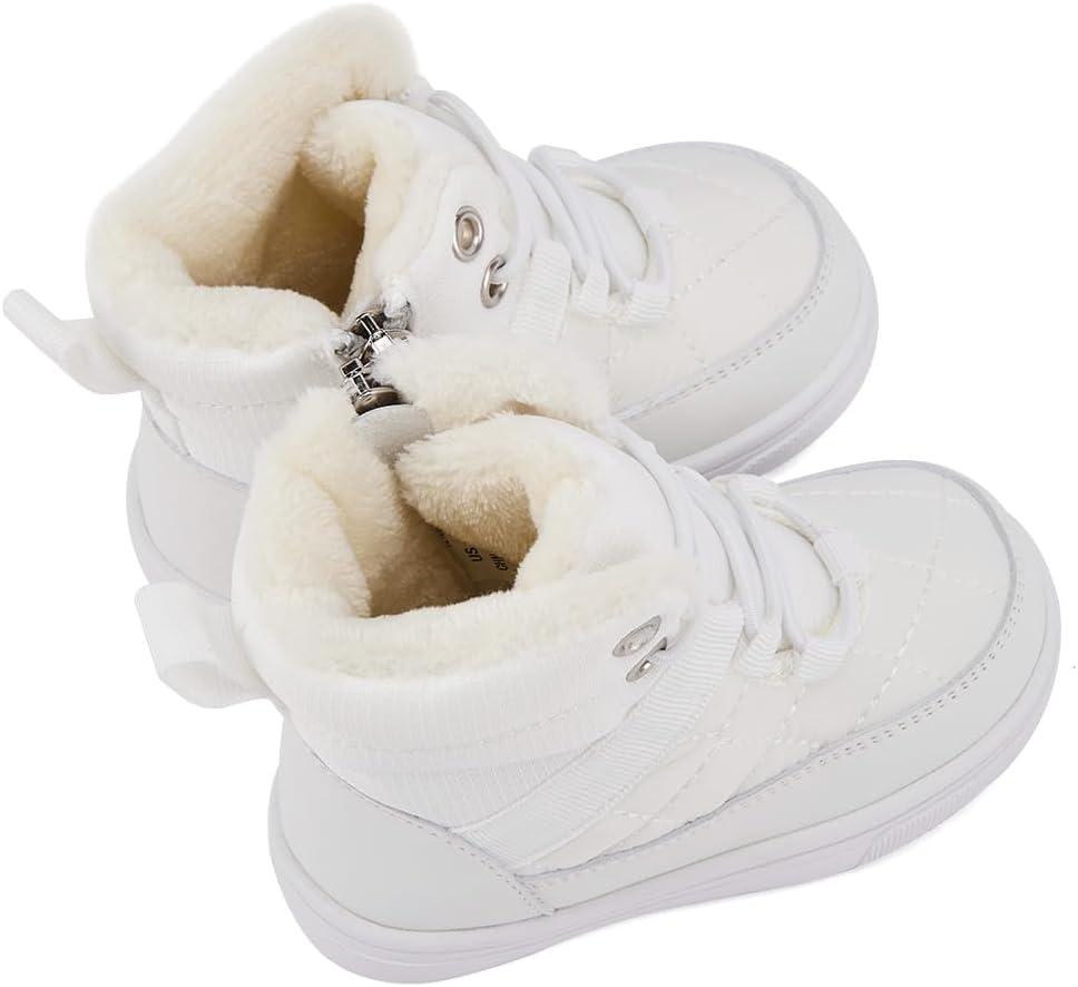 imageBMCiTYBM Baby Snow Boots Boys Girls Winter Infant Shoes AntiSlip 6 9 12 18 24 Months Faux FurDark White