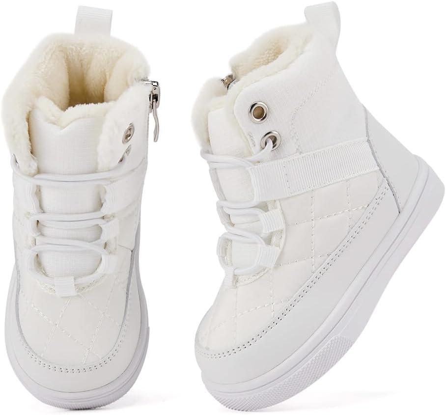 imageBMCiTYBM Baby Snow Boots Boys Girls Winter Infant Shoes AntiSlip 6 9 12 18 24 Months Faux FurDark White