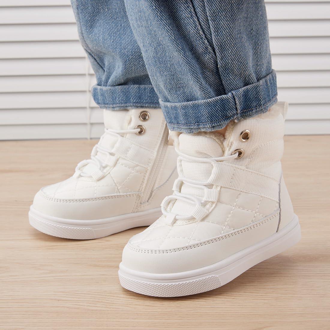 imageBMCiTYBM Baby Snow Boots Boys Girls Winter Infant Shoes AntiSlip 6 9 12 18 24 Months Faux FurDark White