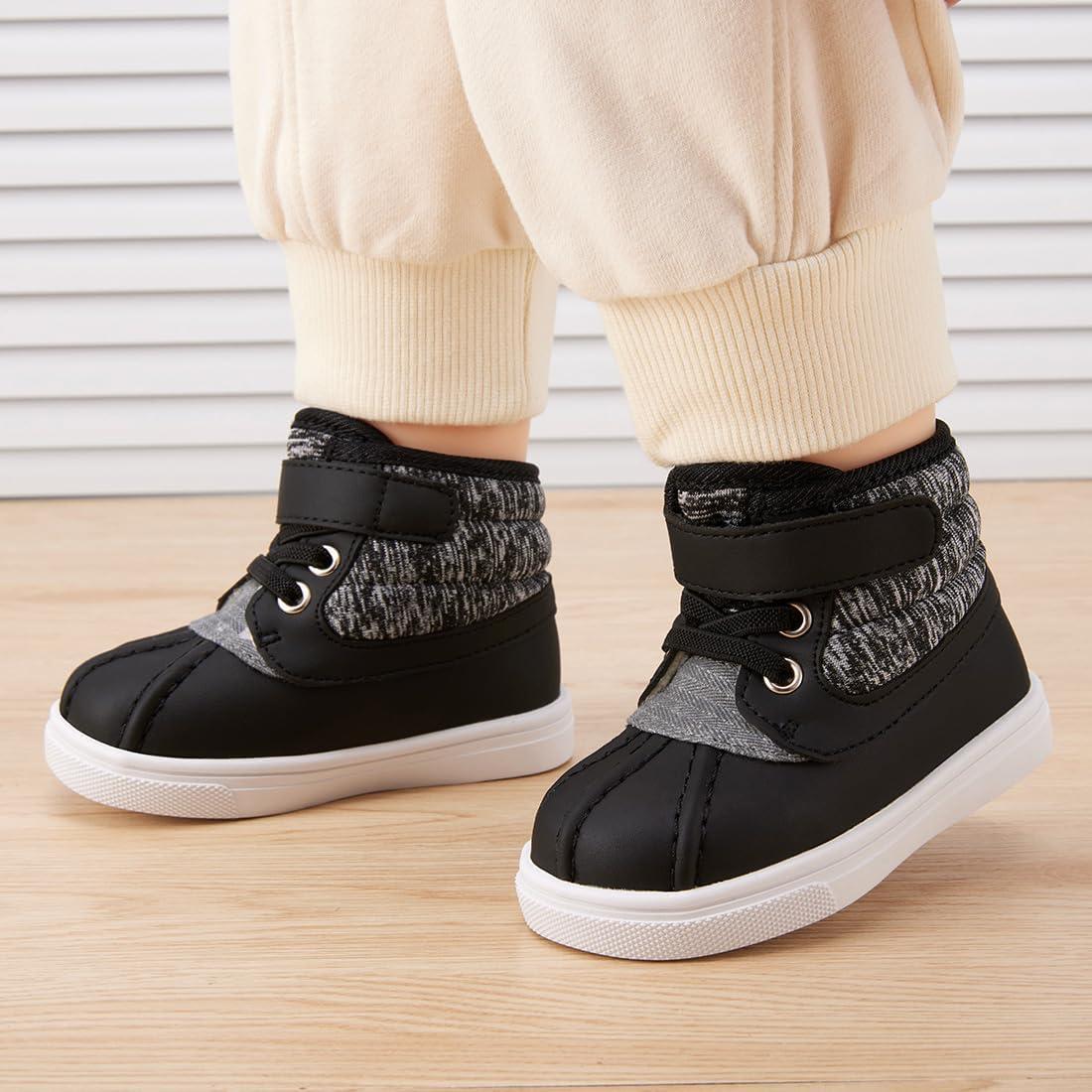 imageBMCiTYBM Baby Snow Boots Boys Girls Winter Infant Shoes AntiSlip 6 9 12 18 24 Months Faux FurYarns Black