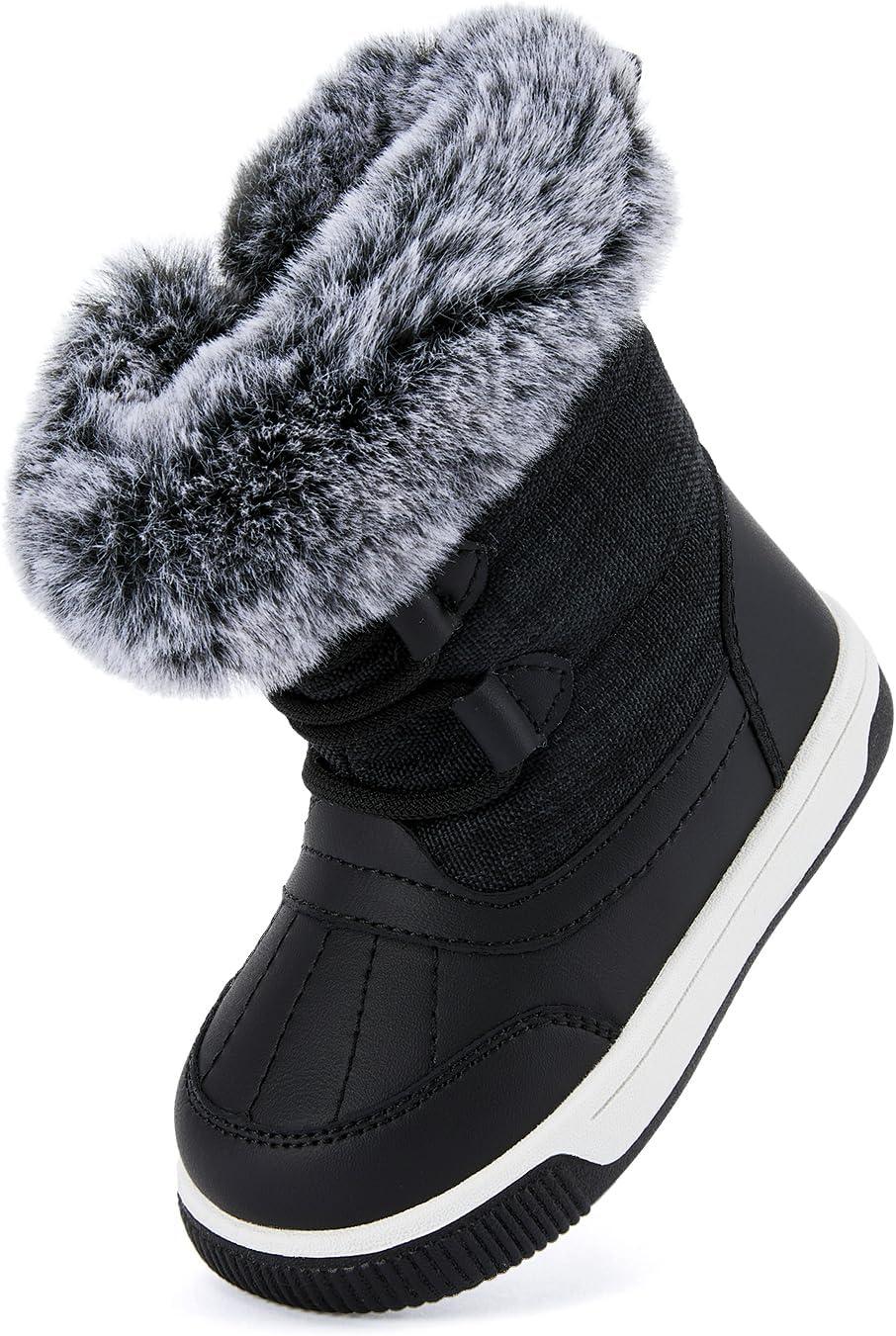 imageBMCiTYBM Toddler Boy Girl Snow Boots Waterproof Winter Warm Shoes Baby High Top Nonslip Lightweight Outdoor Sneakers for Cold Weather InfantToddlerAblack