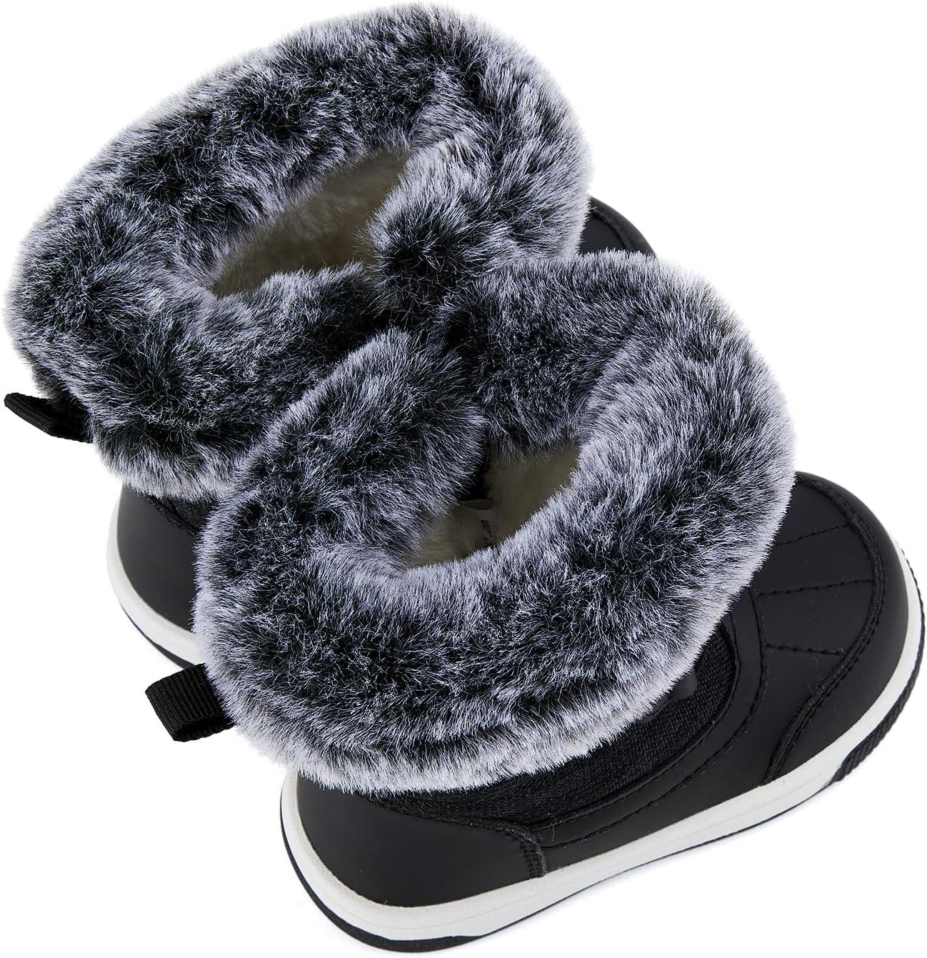 imageBMCiTYBM Toddler Boy Girl Snow Boots Waterproof Winter Warm Shoes Baby High Top Nonslip Lightweight Outdoor Sneakers for Cold Weather InfantToddlerAblack
