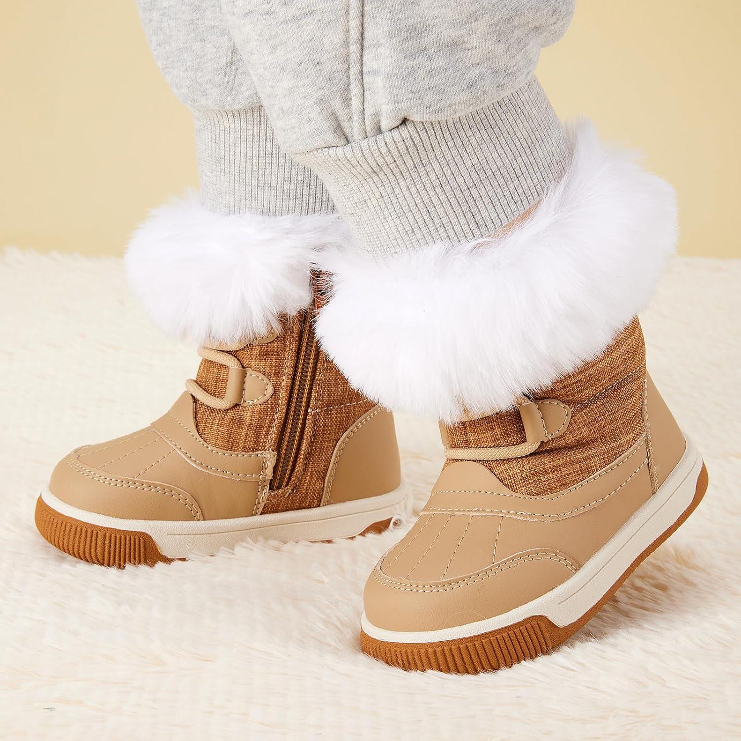 imageBMCiTYBM Toddler Boy Girl Snow Boots Waterproof Winter Warm Shoes Baby High Top Nonslip Lightweight Outdoor Sneakers for Cold Weather InfantToddlerAcamel