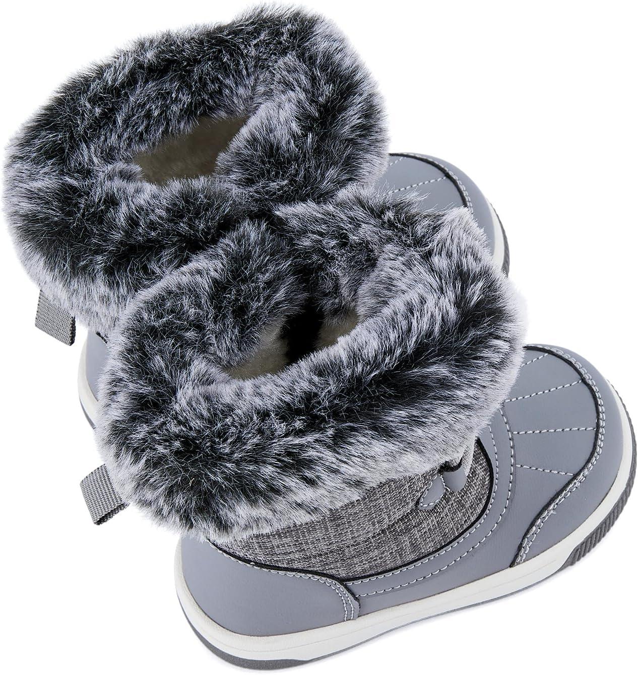 imageBMCiTYBM Toddler Boy Girl Snow Boots Waterproof Winter Warm Shoes Baby High Top Nonslip Lightweight Outdoor Sneakers for Cold Weather InfantToddlerAgrey