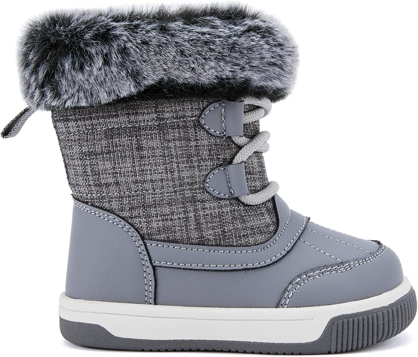 imageBMCiTYBM Toddler Boy Girl Snow Boots Waterproof Winter Warm Shoes Baby High Top Nonslip Lightweight Outdoor Sneakers for Cold Weather InfantToddlerAgrey