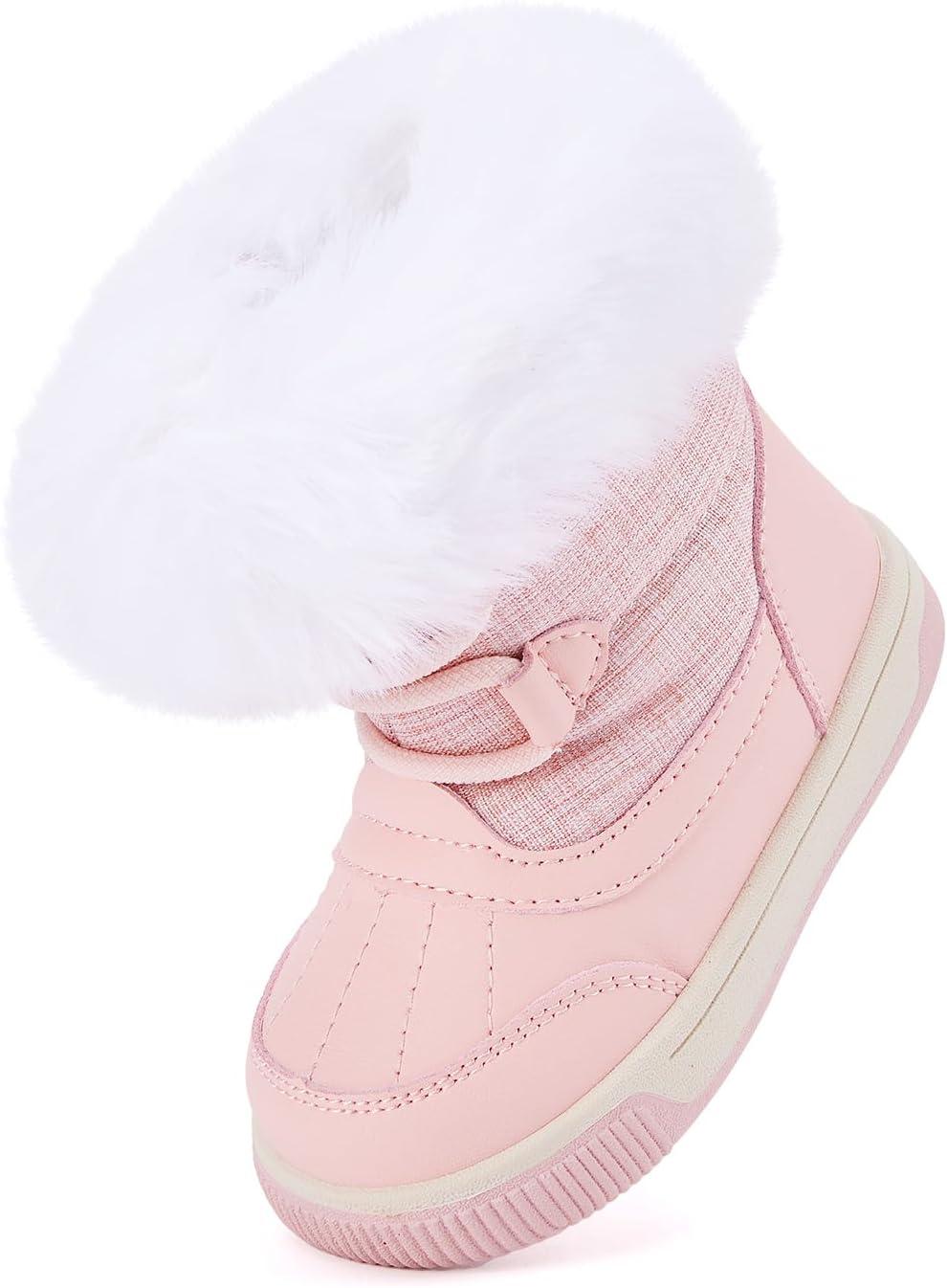 imageBMCiTYBM Toddler Boy Girl Snow Boots Waterproof Winter Warm Shoes Baby High Top Nonslip Lightweight Outdoor Sneakers for Cold Weather InfantToddlerApink