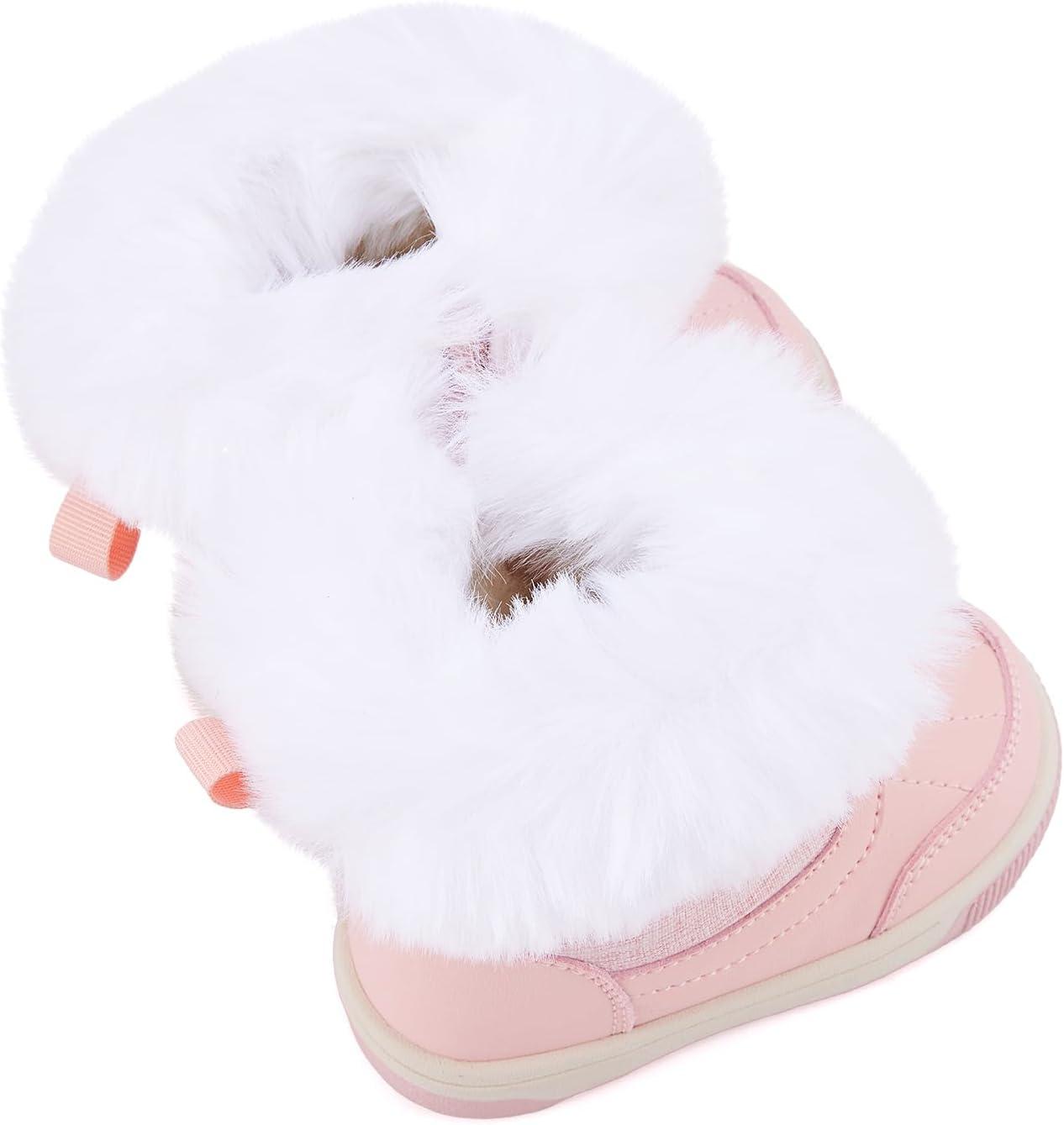 imageBMCiTYBM Toddler Boy Girl Snow Boots Waterproof Winter Warm Shoes Baby High Top Nonslip Lightweight Outdoor Sneakers for Cold Weather InfantToddlerApink