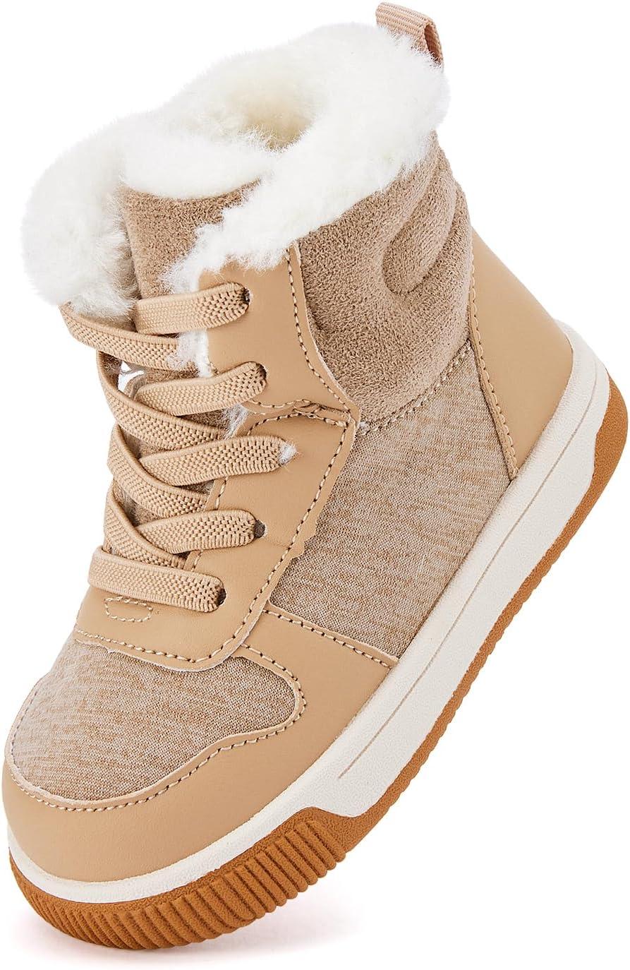 imageBMCiTYBM Toddler Boy Girl Snow Boots Waterproof Winter Warm Shoes Baby High Top Nonslip Lightweight Outdoor Sneakers for Cold Weather InfantToddlerBcamel