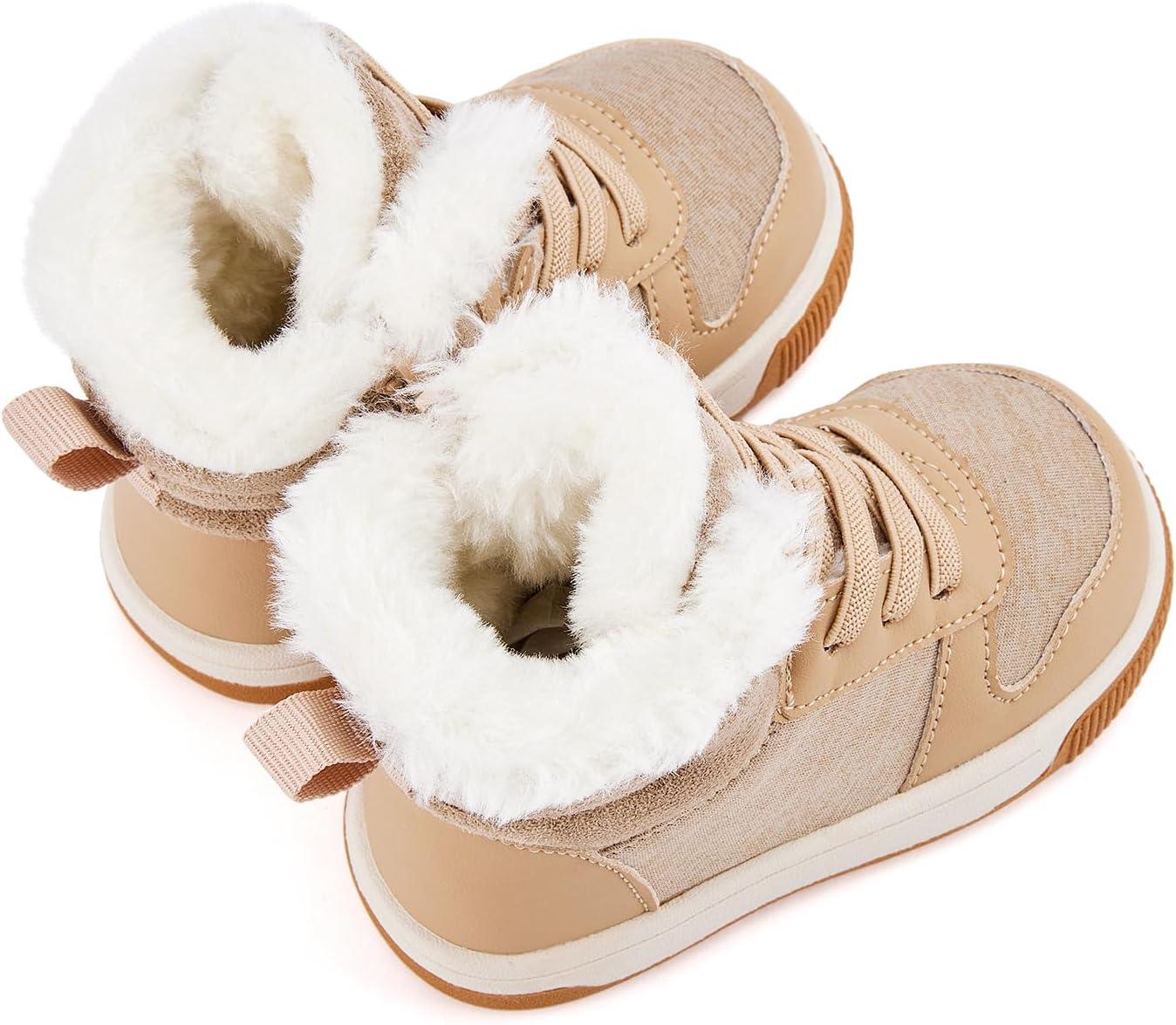imageBMCiTYBM Toddler Boy Girl Snow Boots Waterproof Winter Warm Shoes Baby High Top Nonslip Lightweight Outdoor Sneakers for Cold Weather InfantToddlerBcamel