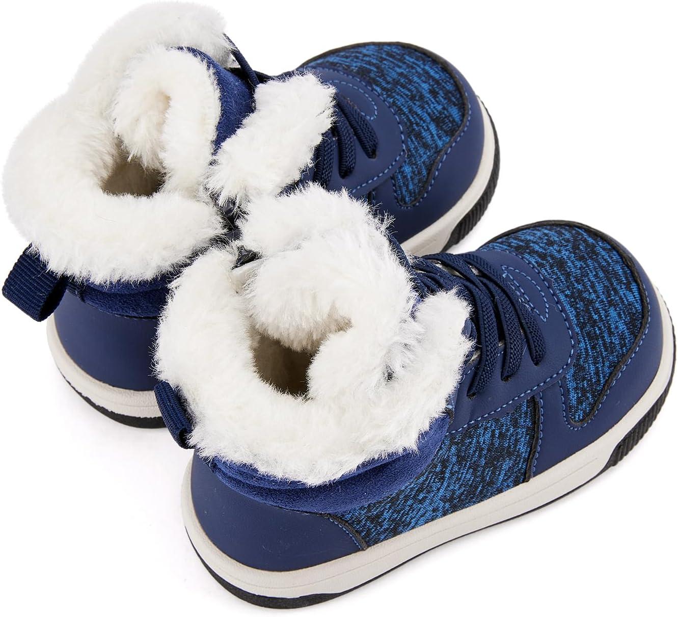 imageBMCiTYBM Toddler Boy Girl Snow Boots Waterproof Winter Warm Shoes Baby High Top Nonslip Lightweight Outdoor Sneakers for Cold Weather InfantToddlerBnavy