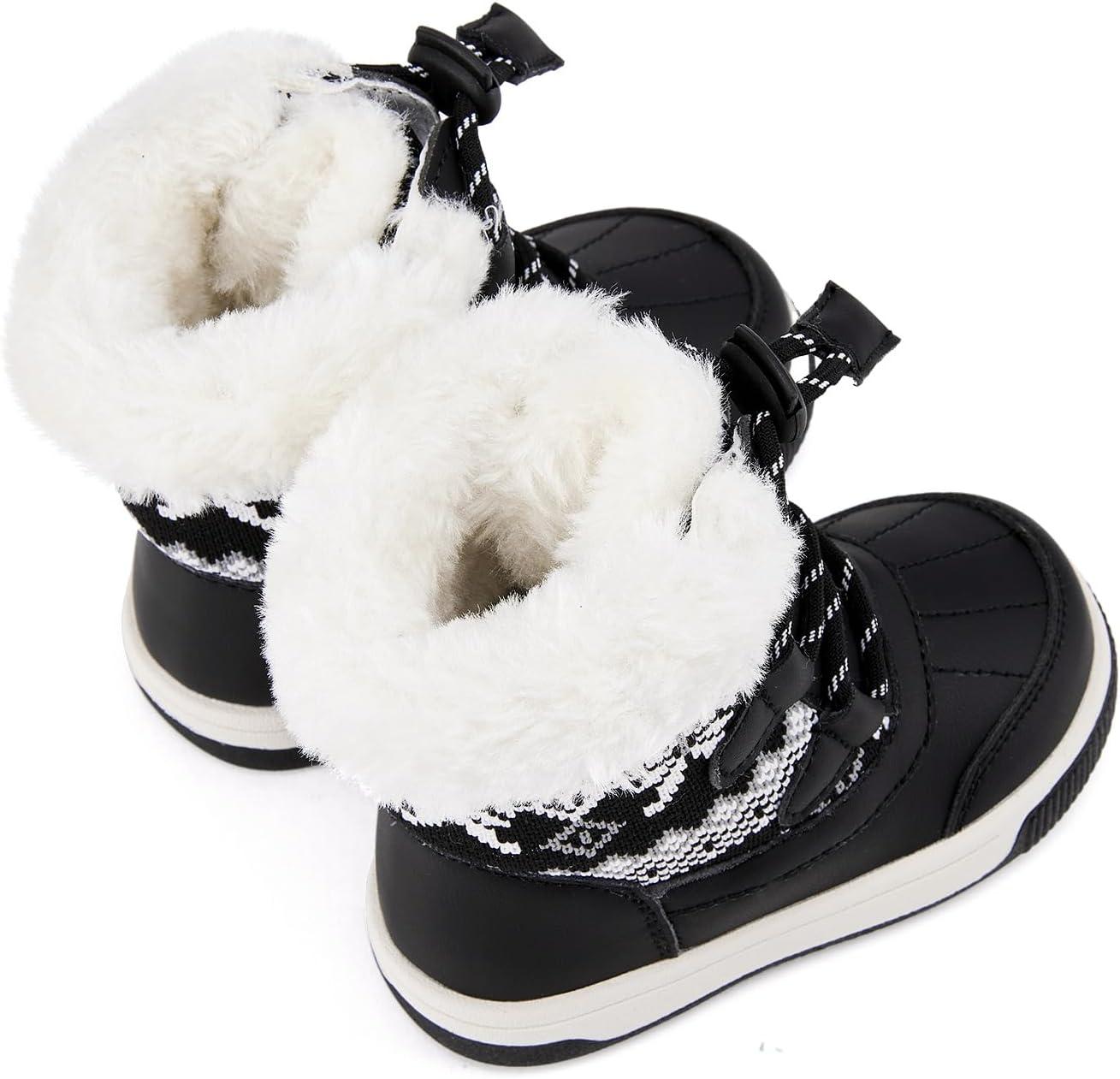 imageBMCiTYBM Toddler Boy Girl Snow Boots Waterproof Winter Warm Shoes Baby High Top Nonslip Lightweight Outdoor Sneakers for Cold Weather InfantToddlerCblack