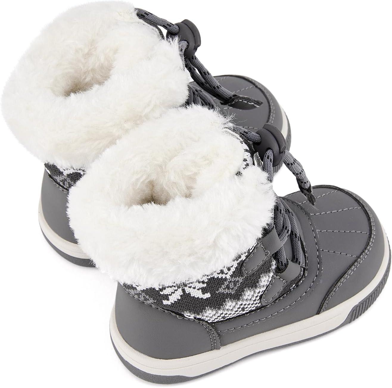 imageBMCiTYBM Toddler Boy Girl Snow Boots Waterproof Winter Warm Shoes Baby High Top Nonslip Lightweight Outdoor Sneakers for Cold Weather InfantToddlerCgrey