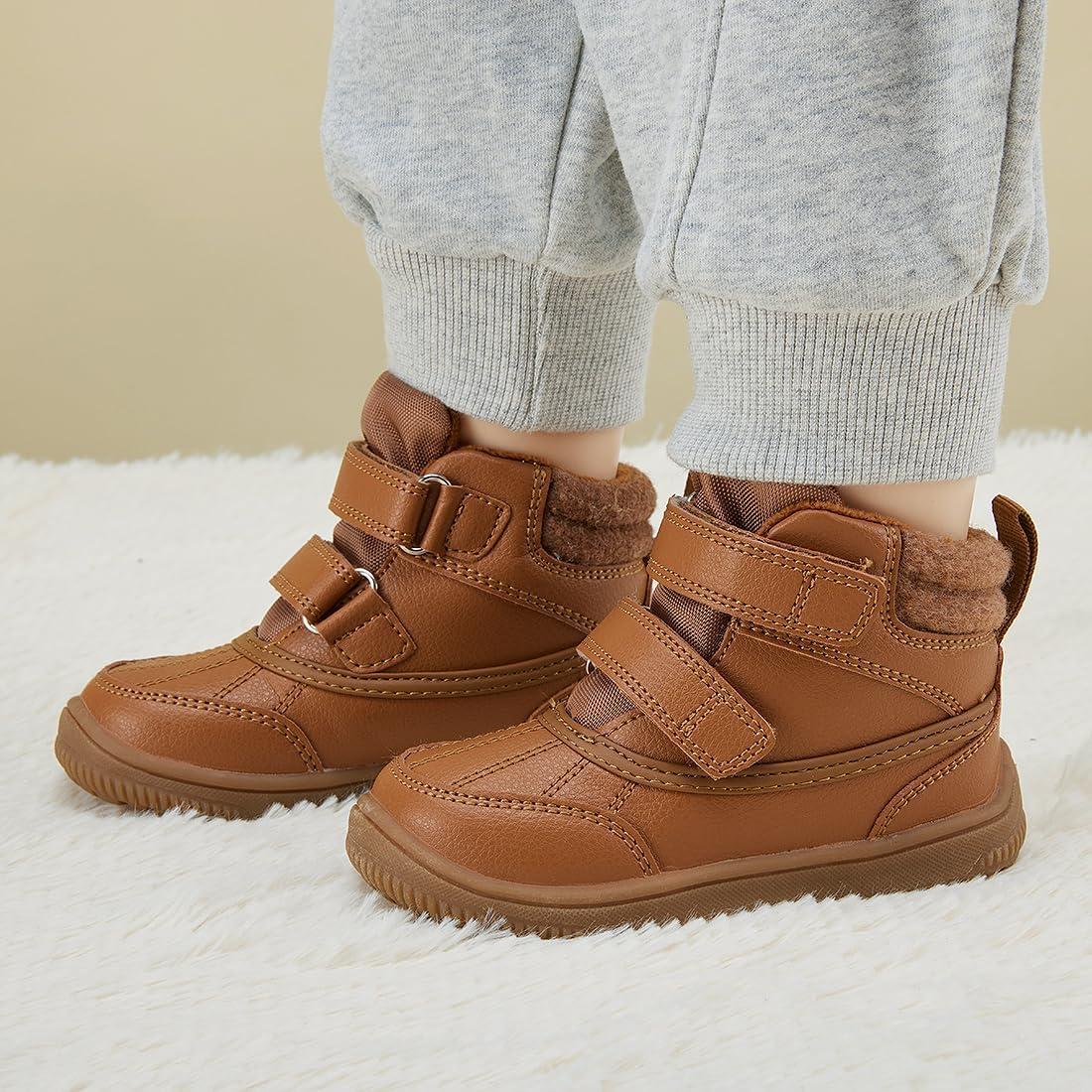 imageBMCiTYBM Toddler Snow Boots Boys Girls Winter Waterproof Shoes Cold Weather OutdoorBrown