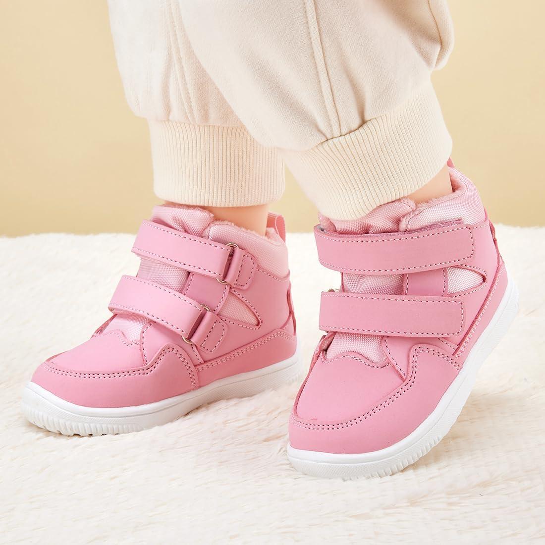imageBMCiTYBM Toddler Snow Boots Boys Girls Winter Waterproof Shoes Cold Weather OutdoorDark Pink