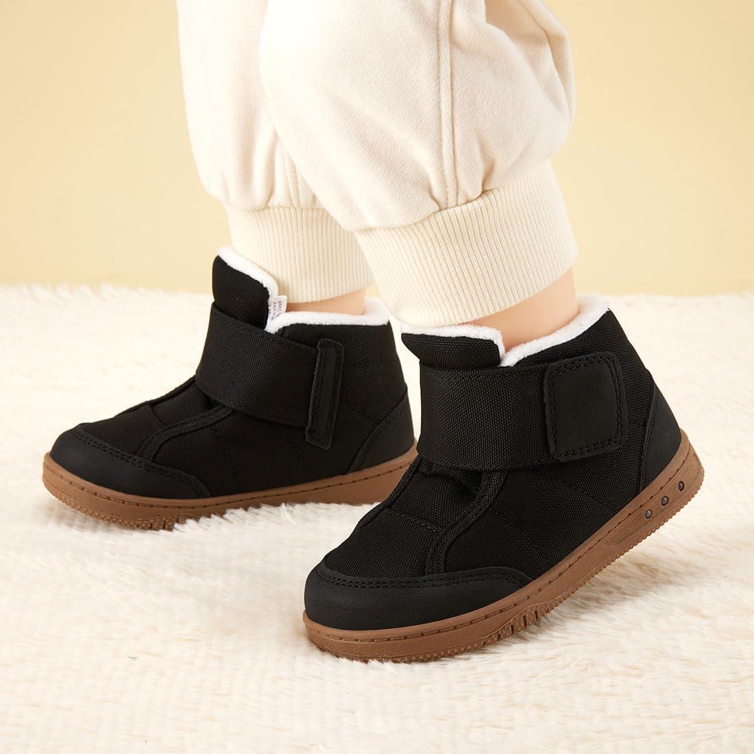 imageBMCiTYBM Toddler Snow Boots Boys Girls Winter Waterproof Shoes Cold Weather OutdoorFur Black