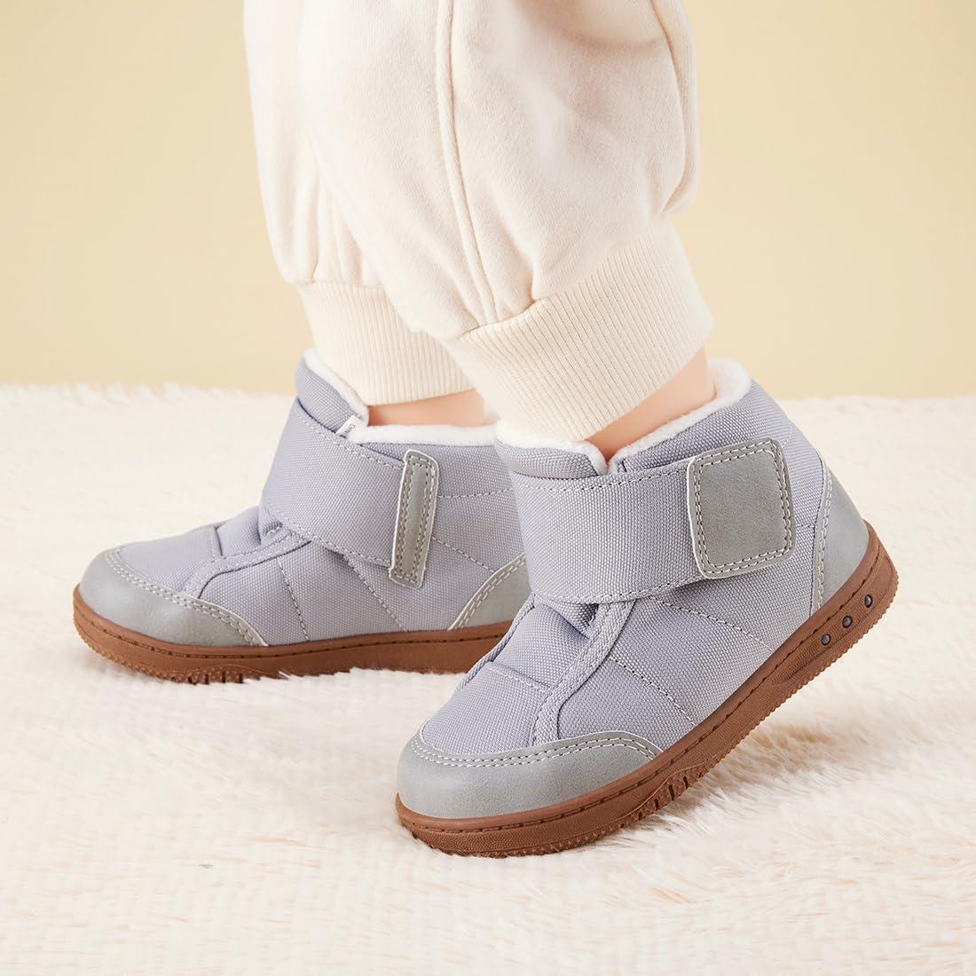 imageBMCiTYBM Toddler Snow Boots Boys Girls Winter Waterproof Shoes Cold Weather OutdoorFur Grey
