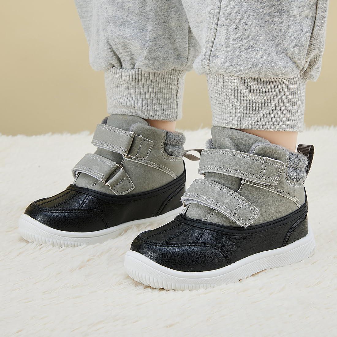 imageBMCiTYBM Toddler Snow Boots Boys Girls Winter Waterproof Shoes Cold Weather OutdoorGrey