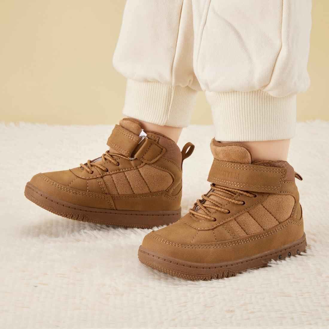 imageBMCiTYBM Toddler Snow Boots Boys Girls Winter Waterproof Shoes Cold Weather OutdoorLight Camel